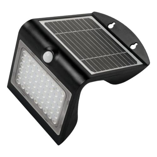APLIQUE LED SOLAR KORPASS COM SENSOR 4W PRETO FRIA
