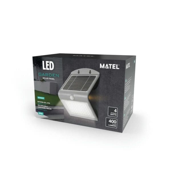 APLIQUE LED SOLAR KORPASS COM SENSOR 4W PRETO FRIA - Image 2