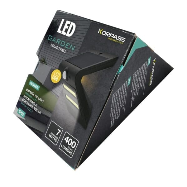 APLIQUE LED SOLAR KORPASS COM SENSOR 7W PRETO FRIA - Image 2