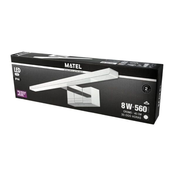 APLIQUE LED PARA ESPELHO CROMADO MATEL 8W 400MM - Image 2