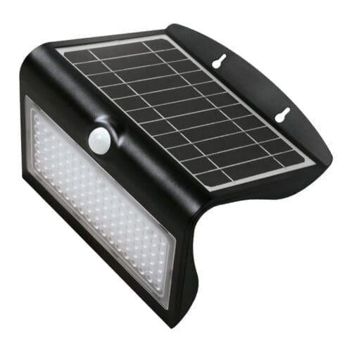 APLIQUE LED SOLAR KORPASS COM SENSOR 8W PRETO FRIA