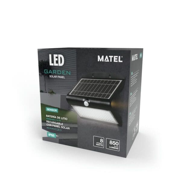 APLIQUE LED SOLAR KORPASS COM SENSOR 8W PRETO FRIA - Image 2