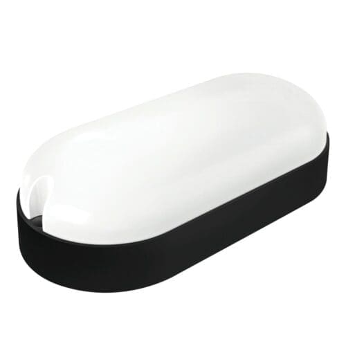 APLIQUE LED OVAL EXTERIOR MATEL COM SENSOR 9W FRIA PRETO