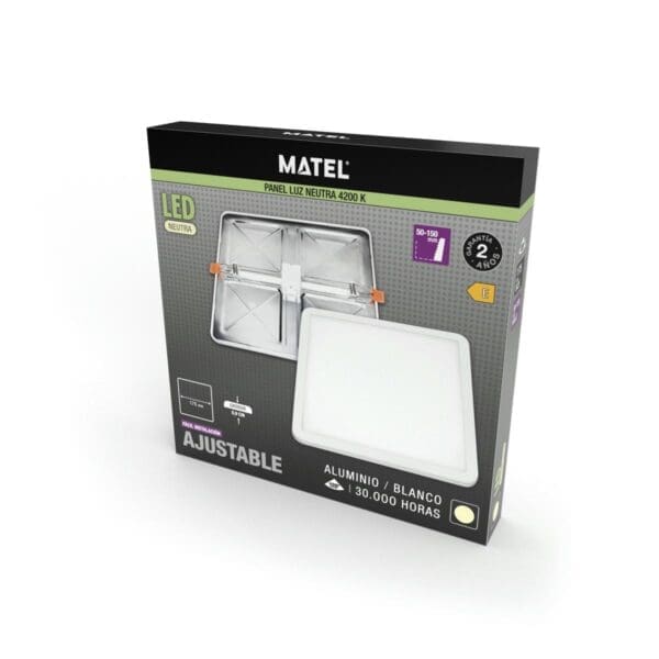 DOWNLIGHT LED QUADRADO AJUSTÁVEL BRANCO MATEL 15W NEUTRA - Image 2