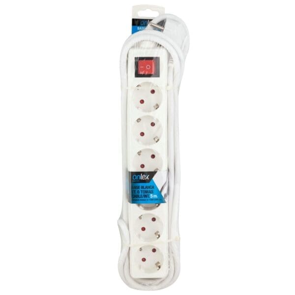 BASE BRANCA ONLEX T/T COM INTERRUPTOR CABO 5 MTS 6 TOMADAS - Image 2