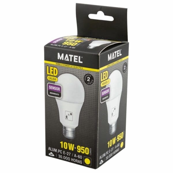 LÂMPADA LED MATEL SENSOR DE MOVIMENTO E27 10W QUENTE - Image 2