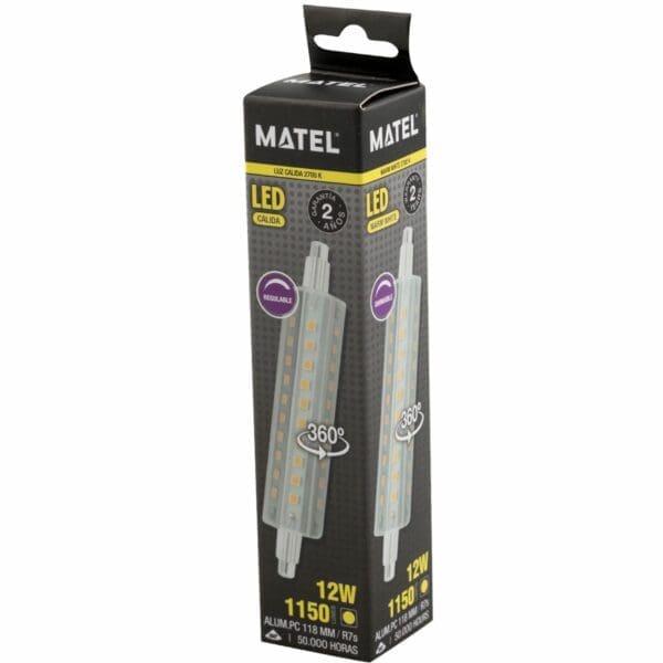 LÂMPADA LED LINEAR MATEL 118MM 12W REGULÁVEL QUENTE - Image 2