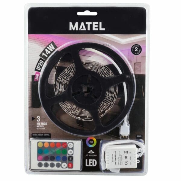 FITA LED MATEL 12V 3 METROS IP20 14W RGB - Image 2