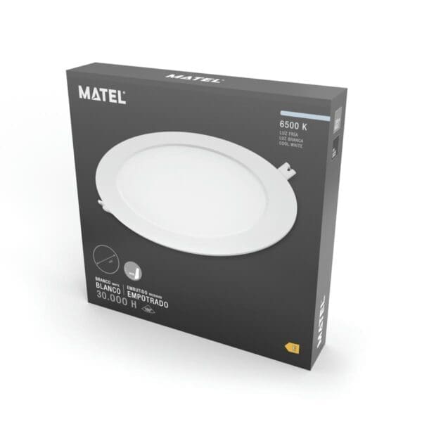 DOWNLIGHT LED PC REDONDO BRANCO MATEL 18W FRIO - Image 2