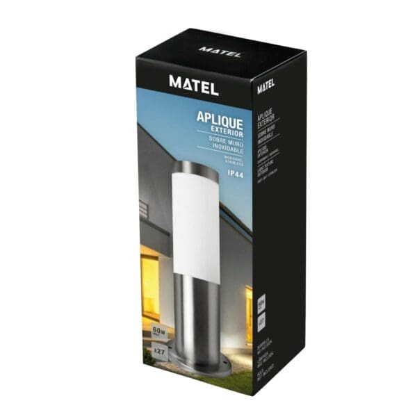 APLIQUE EXTERIOR INOX E27 IP44 MATEL SOBREMURO - Image 2