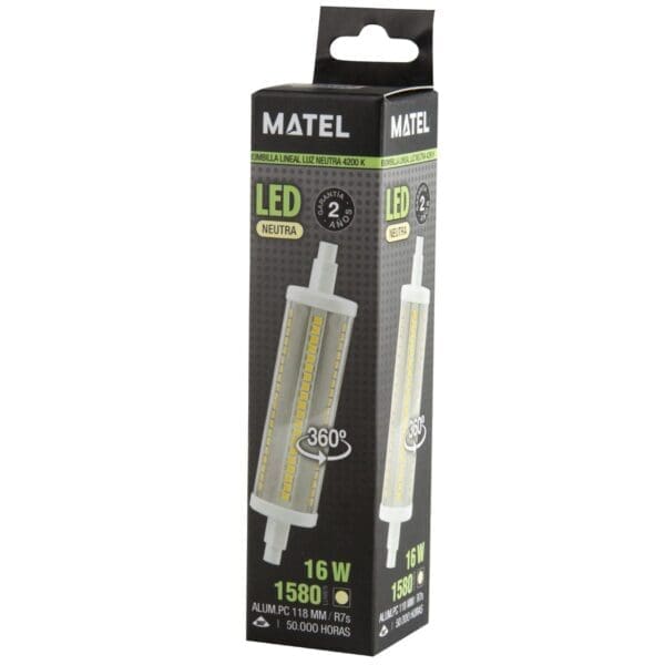 LÂMPADA LED LINEAR MATEL 118MM R7S 16W NEUTRA - Image 2