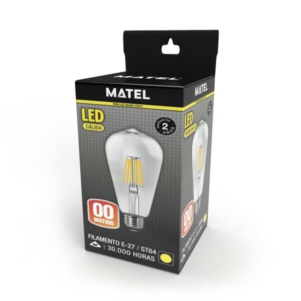 LÂMPADA LED PERA FILAMENTO MATEL E27 8W QUENTE - Image 2