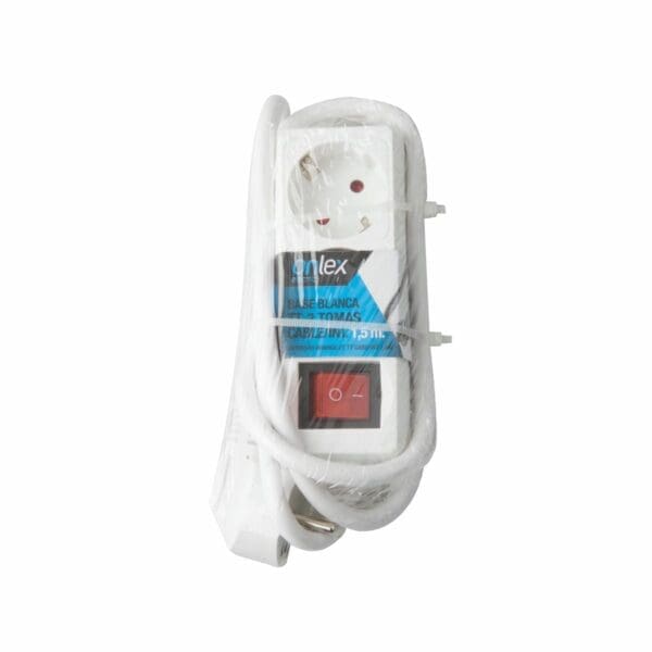 BASE BRANCA ONLEX T/T COM INTERRUPTOR CABO 1,5 MTS 2 TOMADAS - Image 2