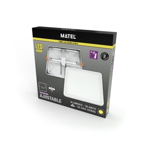DOWNLIGHT LED QUADRADO AJUSTÁVEL BRANCO MATEL 30W QUENTE - Image 2