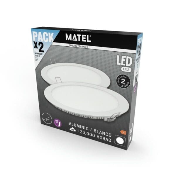 DOWNLIGHT LED MATEL REDONDO BRANCO 18W LUZ FRIA (2 UNIDADES) - Image 2