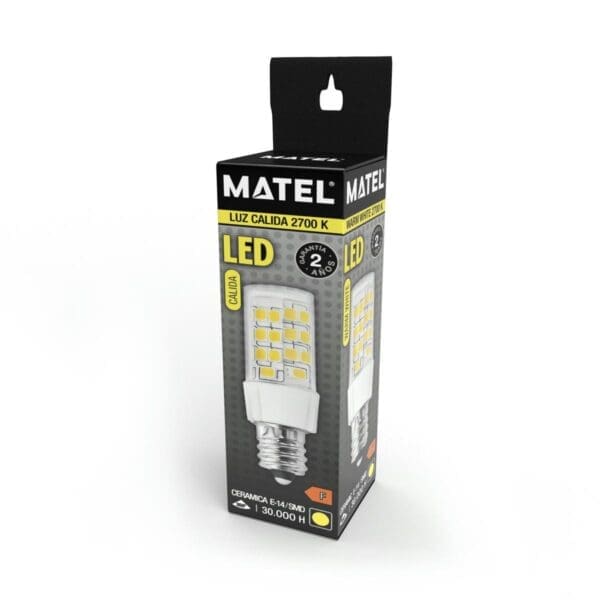 LÂMPADA LED TUBULAR MATEL E14 8W QUENTE - Image 2