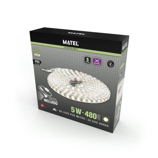 FITA LED MATEL 230V IP65 SMD3528 5MTS NEUTRA - Image 2