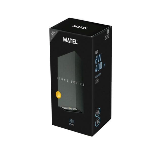 APLIQUE LED LUXE EXTERIOR IP54 MATEL RETANGULAR 6W FRIA - Image 2