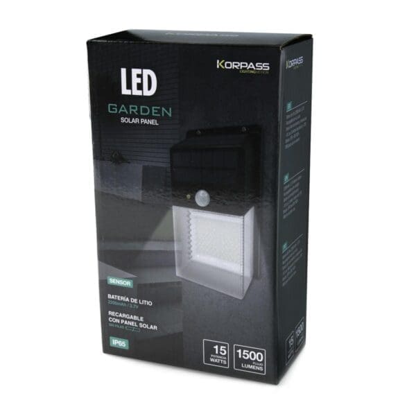 APLIQUE SOLAR LED KORPASS COM SENSOR 15W LUZ FRIA - Image 2