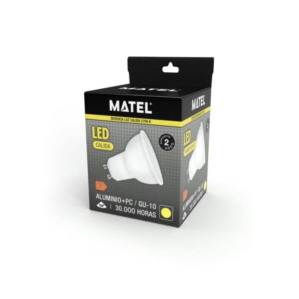 LÂMPADA LED DICROICA MATEL GU10 10W QUENTE - Image 2