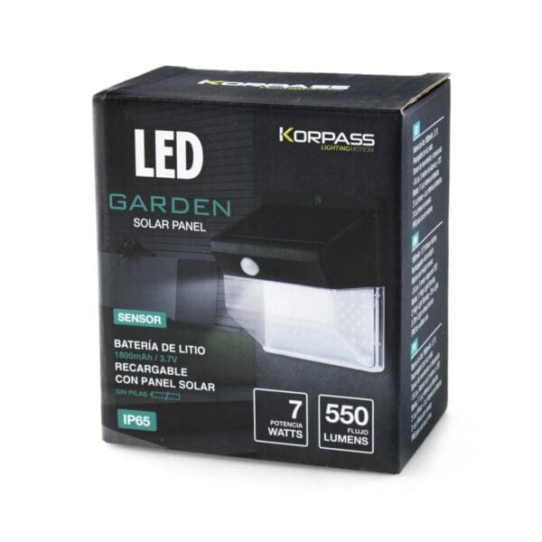 APLIQUE SOLAR LED KORPASS COM SENSOR 7W LUZ FRIA - Image 2