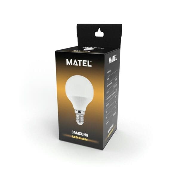 LÂMPADA LED ESFÉRICA MATEL CHIP SAMSUNG E14 5W QUENTE - Image 2