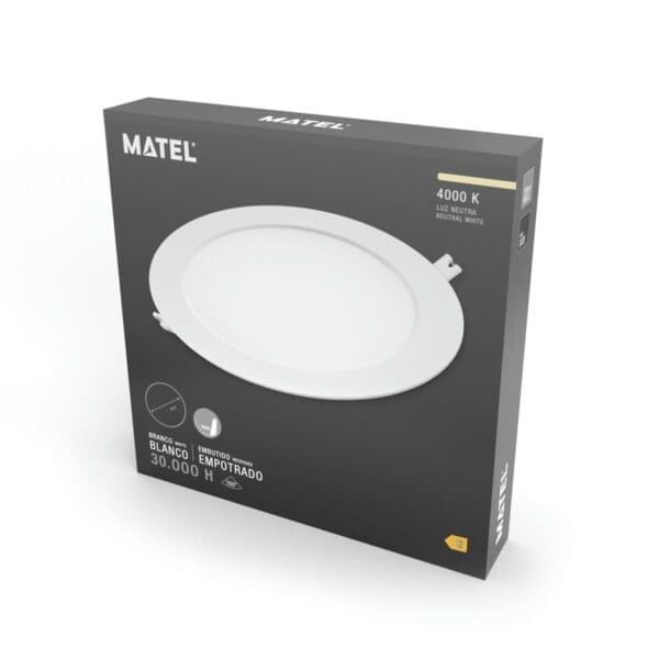 DOWNLIGHT LED PC REDONDO BRANCO MATEL 18W NEUTRO - Image 2