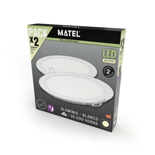 DOWNLIGHT LED MATEL REDONDO BRANCO 18W LUZ NEUTRA (2 UNIDADES) - Image 2