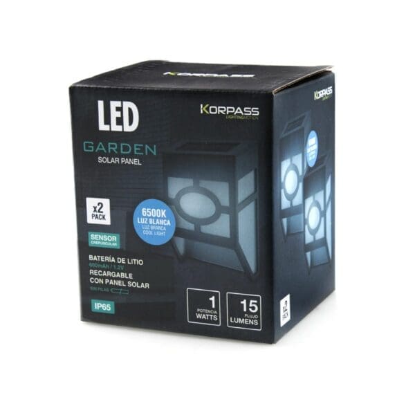 APLIQUE SOLAR LED LUZ GUIA KORPASS 1W (2 UNIDADES) FRIA - Image 2