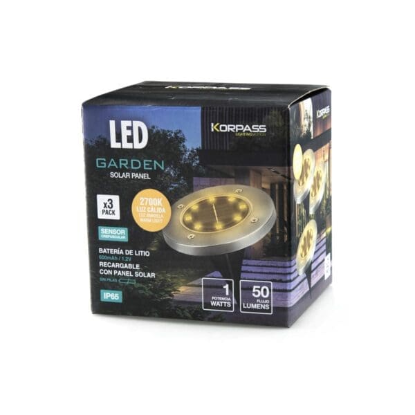 ESPIGA SOLAR LED KORPASS INOX 1W 3 UNIDADES LUZ QUENTE - Image 2