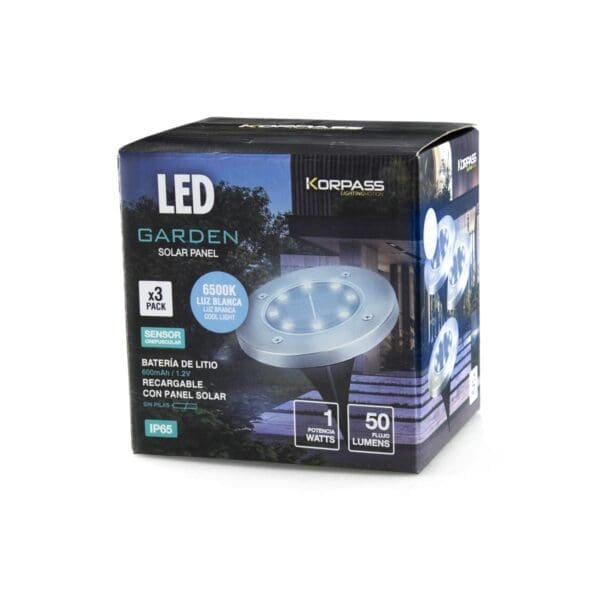 ESPIGA SOLAR LED KORPASS INOX 1W 3 UNIDADES LUZ FRIA - Image 2