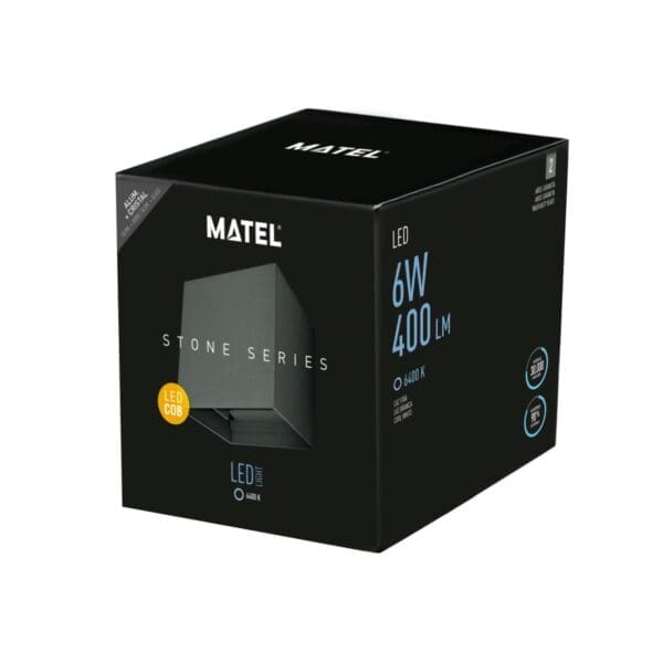 APLIQUE LED LUXE EXTERIOR IP54 MATEL CUBO 6W FRIA - Image 2