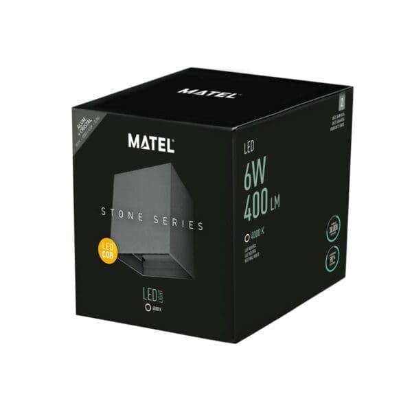 APLIQUE LED LUXE EXTERIOR IP54 MATEL CUBO 6W NEUTRA - Image 2