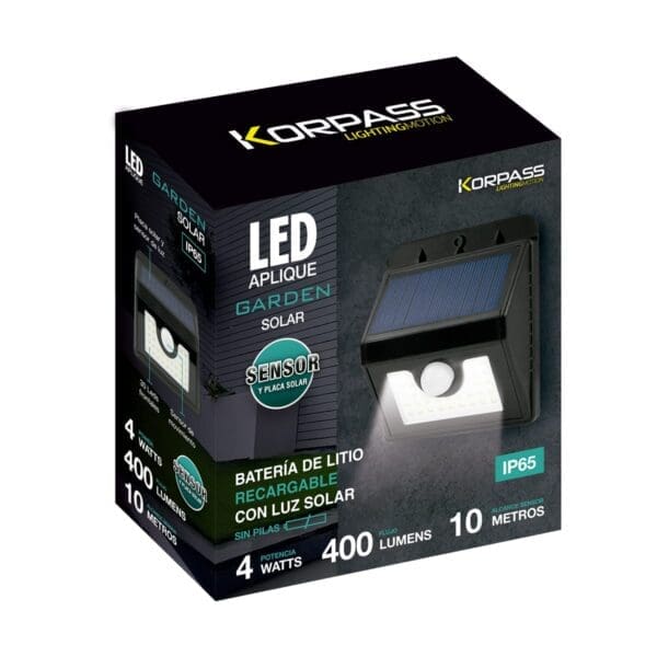 APLIQUE 30 LEDS KORPASS SOLAR SENSOR BRANCO 4W - Image 2