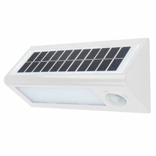 APLIQUE LED SOLAR KORPASS BRANCO SENSOR 27CM 8W FRIA
