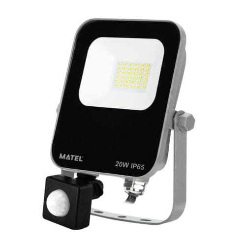 PROJETOR LED ALUMÍNIO MATEL CHIP SAMSUNG SENSOR 20W FRIA