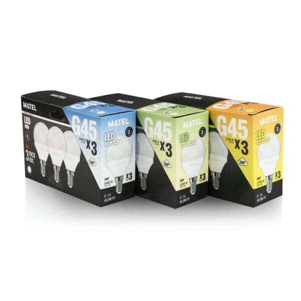 LÂMPADA LED ESFÉRICA MATEL E14 7W QUENTE (3 UNIDADES) - Image 2