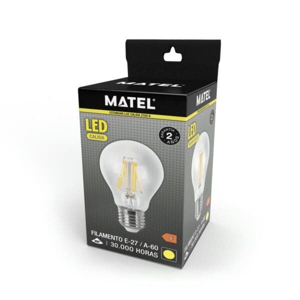 LÂMPADA LED FILAMENTO PADRÃO MATEL E27 A60 12W QUENTE CLARA - Image 2