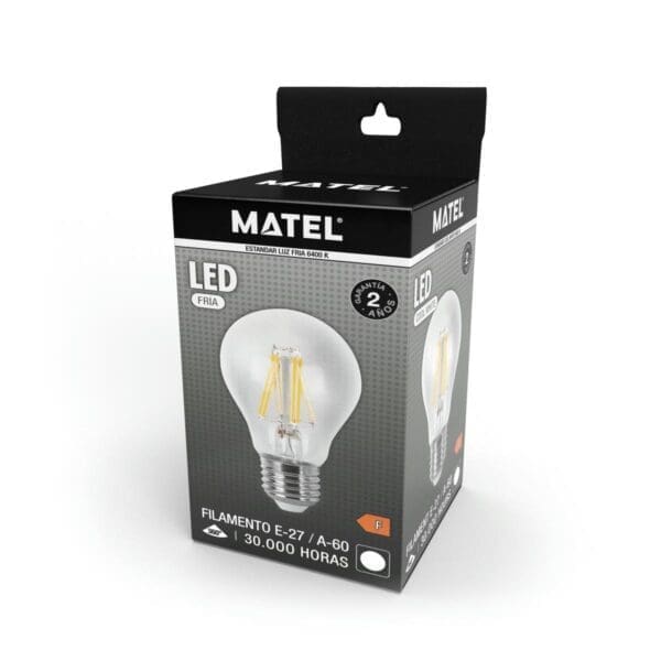 LÂMPADA LED FILAMENTO PADRÃO MATEL E27 A60 12W FRIA CLARA - Image 2