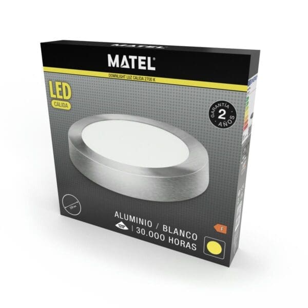 DOWNLIGHT LED SUPERFÍCIE REDONDO PRATA MATEL 6W QUENTE - Image 2