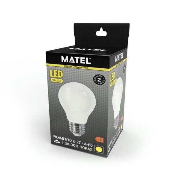 LÂMPADA LED FILAMENTO PADRÃO MATEL E27 A60 12W QUENTE OPAL - Image 2
