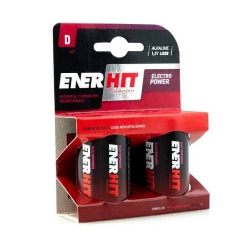 PILHA ALCALINA ENERHIT LR20-D BLISTER 2 UNIDADES
