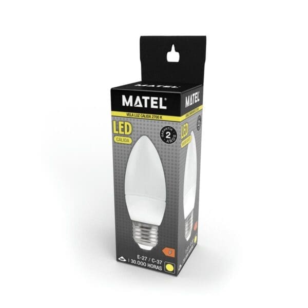 LÂMPADA LED VELA MATEL E27 10W QUENTE - Image 2