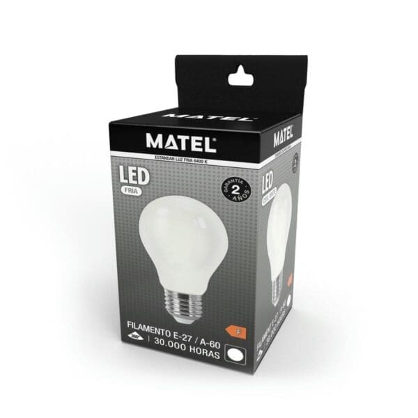 LÂMPADA LED FILAMENTO PADRÃO MATEL E27 A60 12W FRIA OPAL - Image 2