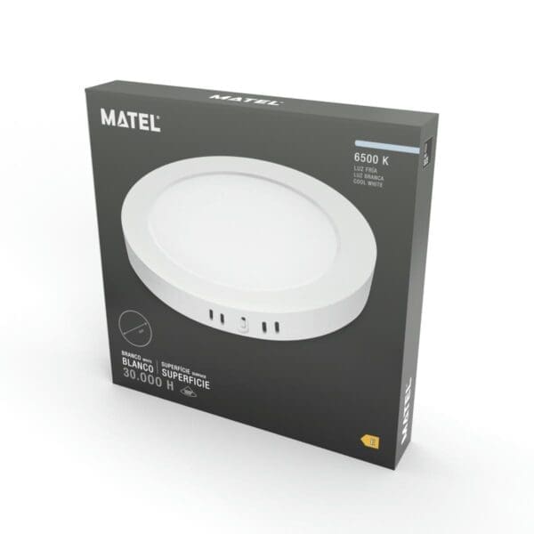 DOWNLIGHT LED PC SUPERFÍCIE REDONDO BRANCO MATEL 24W FRIO - Image 2
