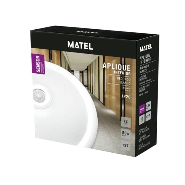 APLIQUE LED REDONDO SENSOR MATEL E27x2 - Image 2