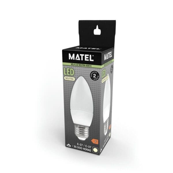 LÂMPADA LED VELA MATEL E27 10W NEUTRA - Image 2