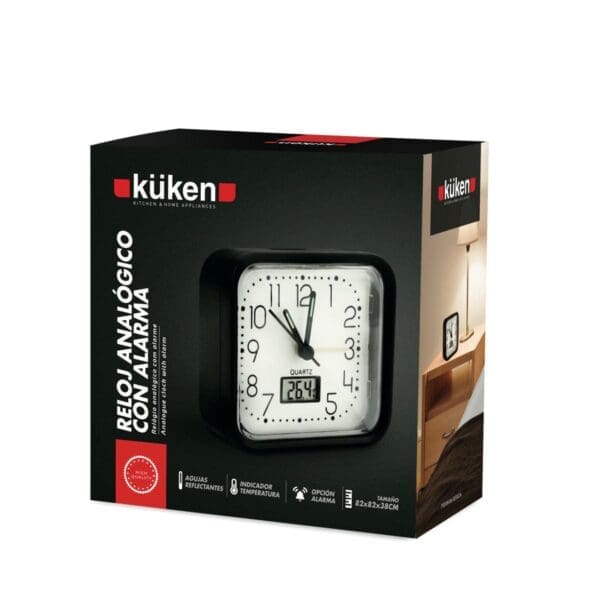 RELÓGIO ANALÓGICO KÜKEN ALARME PRETO - Image 2