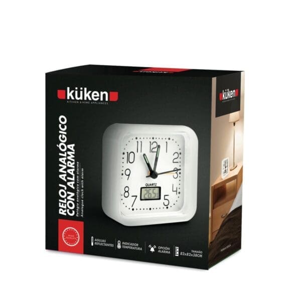 RELÓGIO ANALÓGICO KÜKEN ALARME BRANCO - Image 2