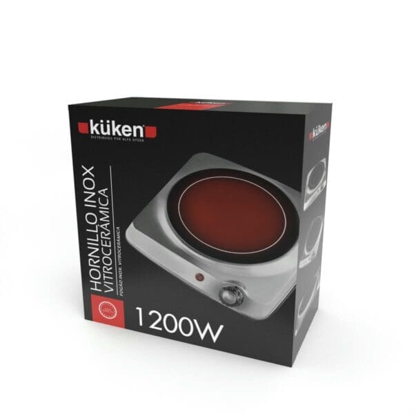 PLACA A GÁS INOX VITRO 1 QUEIMADOR 1200W KÜKEN - Image 2